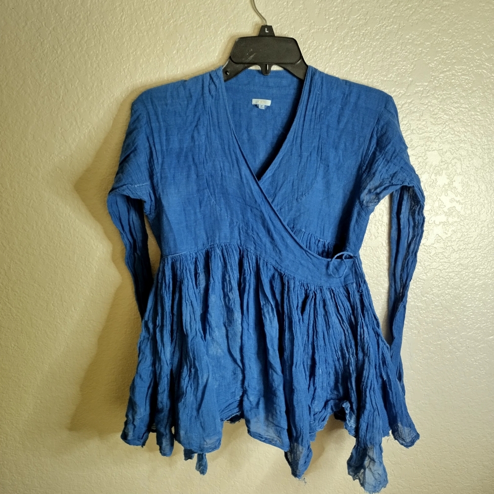 Dosa Rabari wrap acid wash cotton jacket sz M